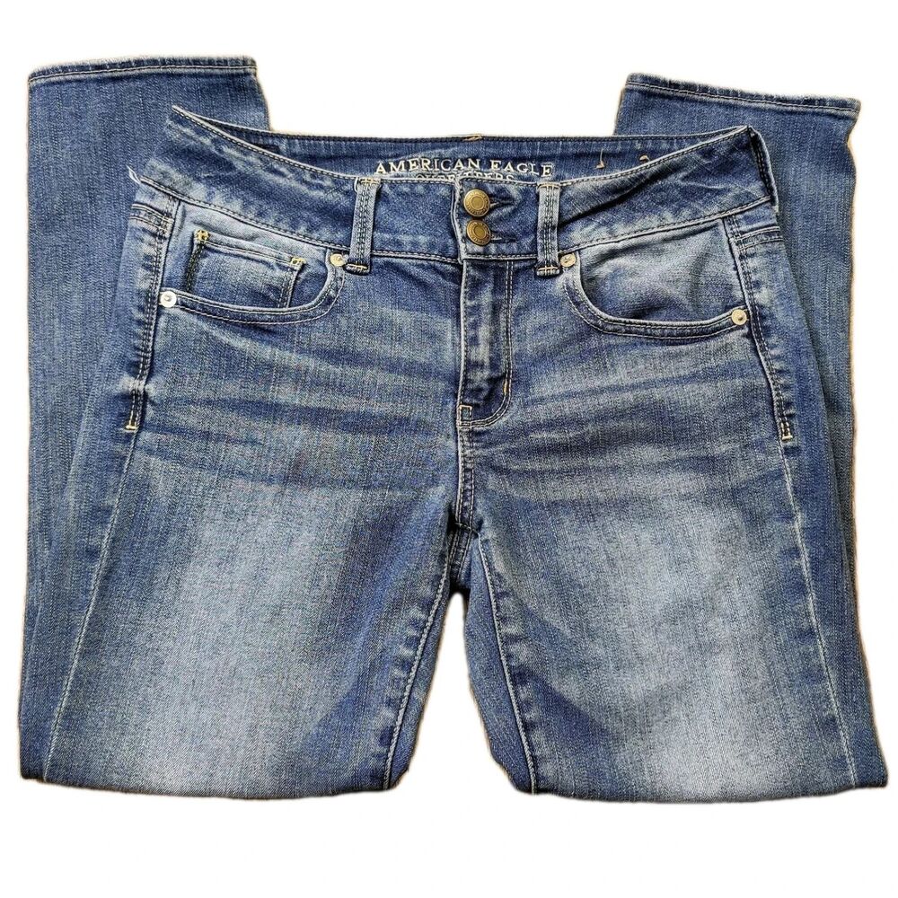 American Eagle Artist Crop Jeans Women’s Size 4 Regular Stretch Mid Rise Blue